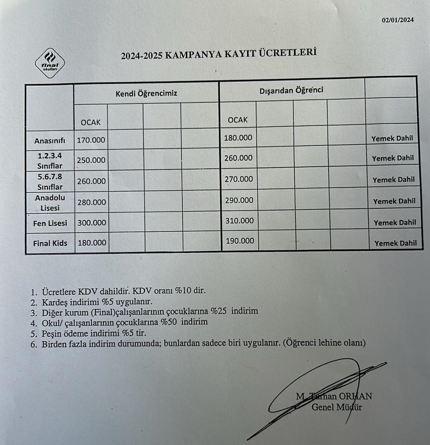 Özel okullarda zam skandalı. % 200-%350 arası değişen zam 📷Zorunlu yemek ücreti 📷Öğretmene düşük maaş 📷Sözleşmeye aykırı tutum #EğitimdeZamSkandalıAdanaFinalOkulları  <a href="/tcmeb/">Millî Eğitim Bakanlığı</a>
<a href="/Yusuf__Tekin/">Yusuf Tekin</a>
<a href="/IbrahimTaselFDD/">İbrahim Taşel</a>
<a href="/HMBakanligi/">T.C. Hazine ve Maliye Bakanlığı</a>
<a href="/RTErdogan/">Recep Tayyip Erdoğan</a>
@FOXhaber
<a href="/TCAdanaValiligi/">T.C. Adana Valiliği</a> #AdanaFinalOkulları