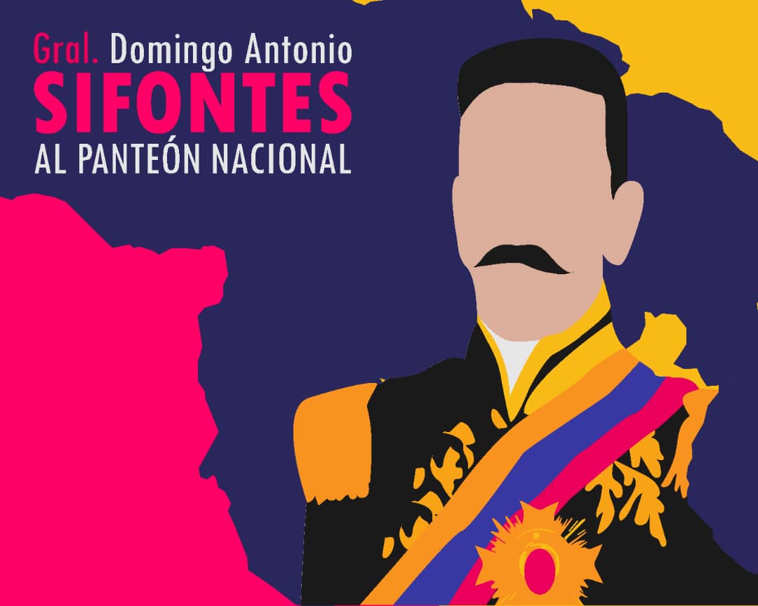 Honramos al Gral. Domingo Antonio Sifontes, héroe venezolano que defendió nuestro suelo sagrado de la ocupación inglesa. Ahora sus restos reposarán con nuestros héroes libertarios en el Panteón Nacional. #GeneralPatriotaAlPanteón @NicolasMaduro @_LaAvanzadora @Sociabolivarian