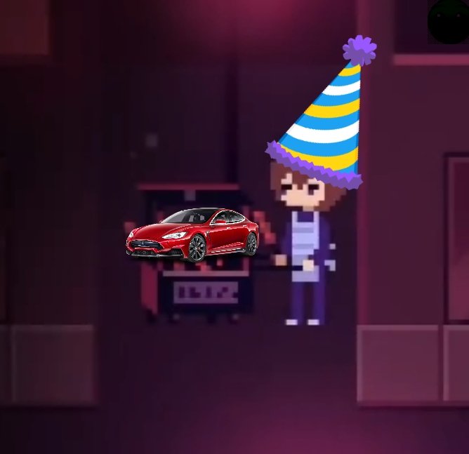 Day 100 of Skewer Seller
{Thank you everyone for staying until Day 100! For today, I will be giving out Skewered Tes/la cars, now eat.}
// This is so badly edited, I'm going to cry. Anyways, thank you everyone for staying until my 100th day!