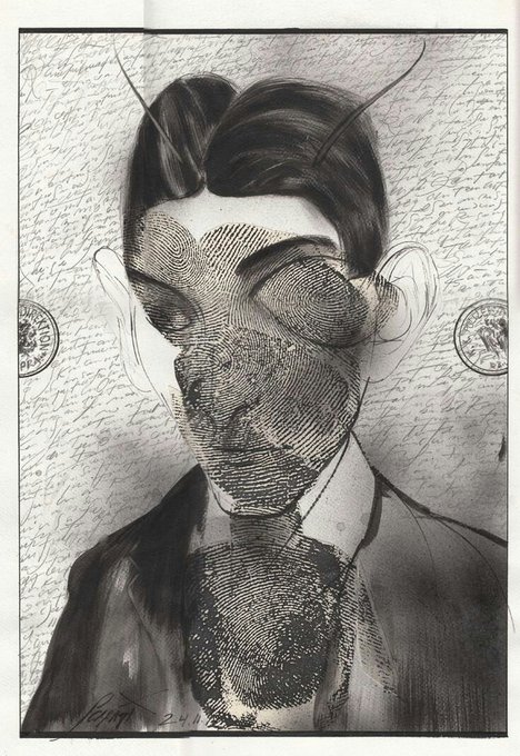 'No puedo dormir. Tengo sueños, pero no tengo sueño'. 'Diarios', Franz Kafka Ilustración de Scafati