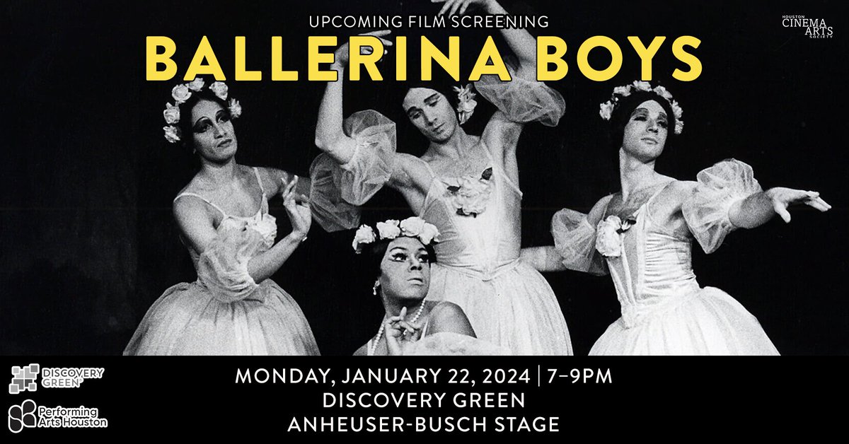 Join HCAS for a FREE screening at @discoverygreen in partnership with @performingartshouston 🩰Ballerina Boys 🎬 Dir. | Chana Gazit and Marty Barylick 🗓Monday, January 22, 2024 | 7–9PM 📍 Discovery Green To RSVP for free and for more information, visit: cinemahtx2024.eventive.org/schedule/65806…