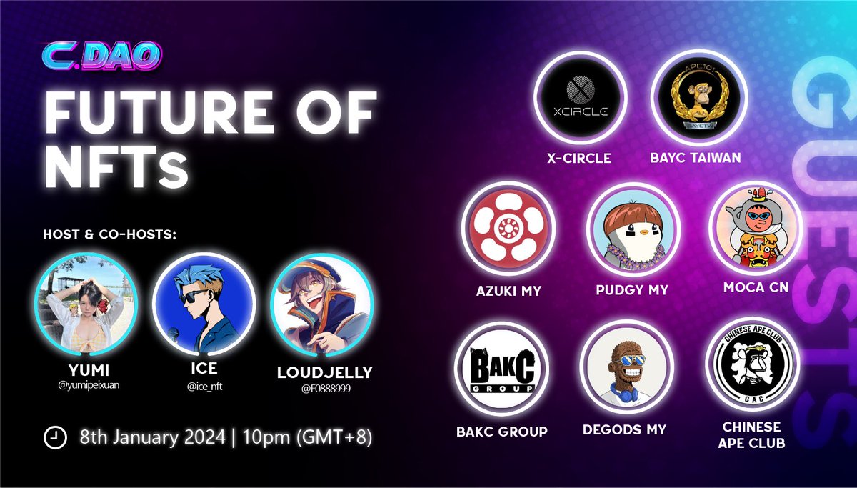 Gm fam😘 Ngl, there'll be a lot of alpha sharing tmr night👀 🚨Set ur reminder now! x.com/i/spaces/1brkj… Co-host: @cdao_io @F0888999 @ice_nfts Guests: @XCircle1314 @BaycTaiwan @AzukiMalaysia @pudgyray @MocaCN @BAKCGroup @fomokingz @Chinese_ApeClub