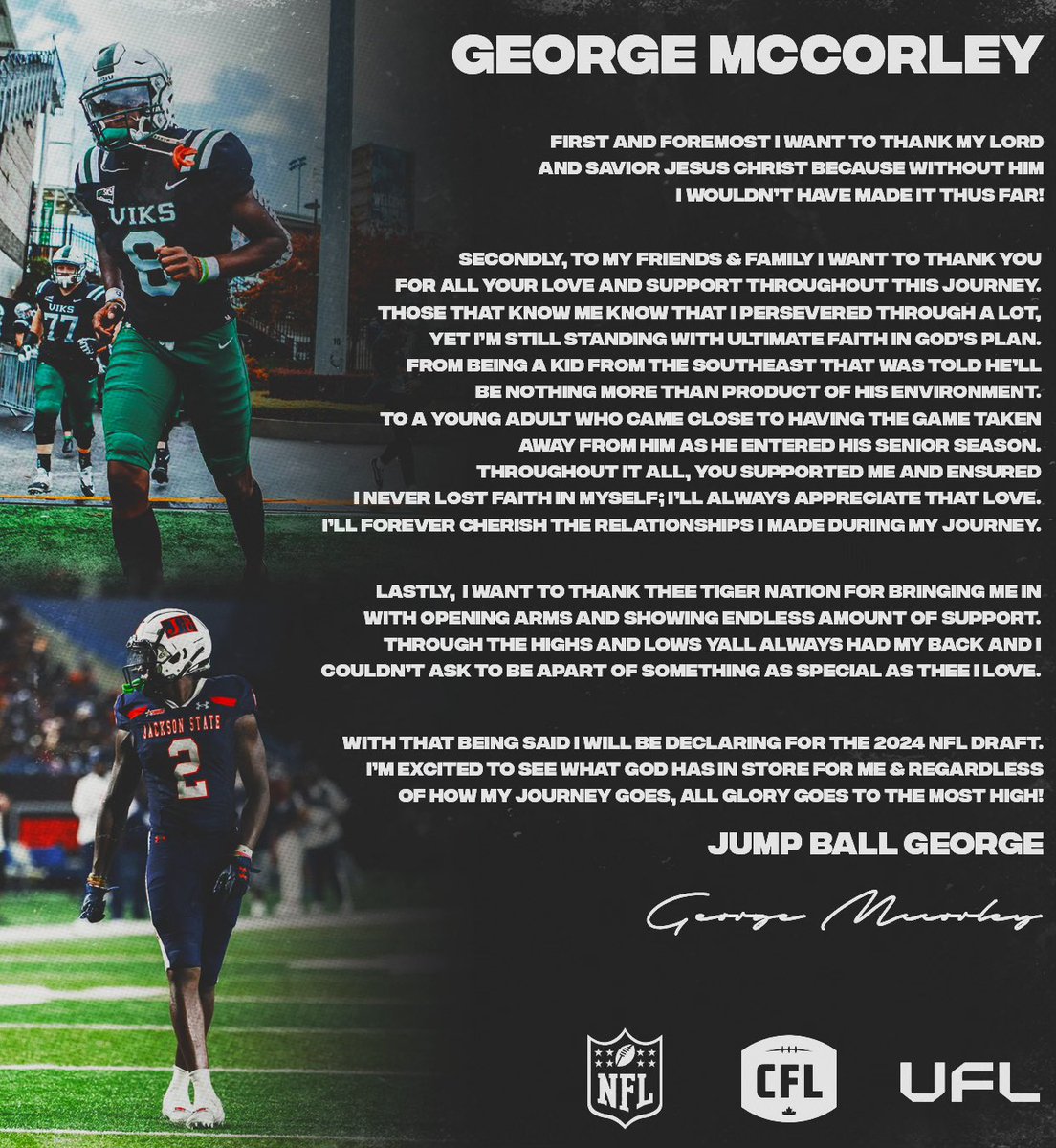 Regardless of the outcome, just know that I'm thankful to be in this position. Two years ago, I almost had this game taken away from me, and it felt like I had lost everything I had worked hard for. Thank you God for granting me another opportunity to pursue my dream 🫶🏾
-JBG