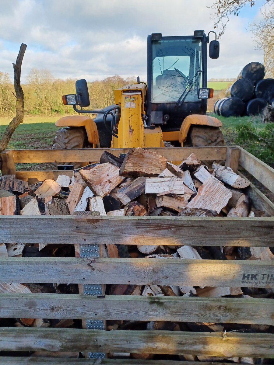 emmahamer2's tweet photo. My favourite job on the farm today-  got the whole team out logging. Filled all the boxes. #warmsyoutwice Thanks @HKTimbers for the boxes.🪓🪵🪵🪵 https://t.co/fgZKOgp8AS