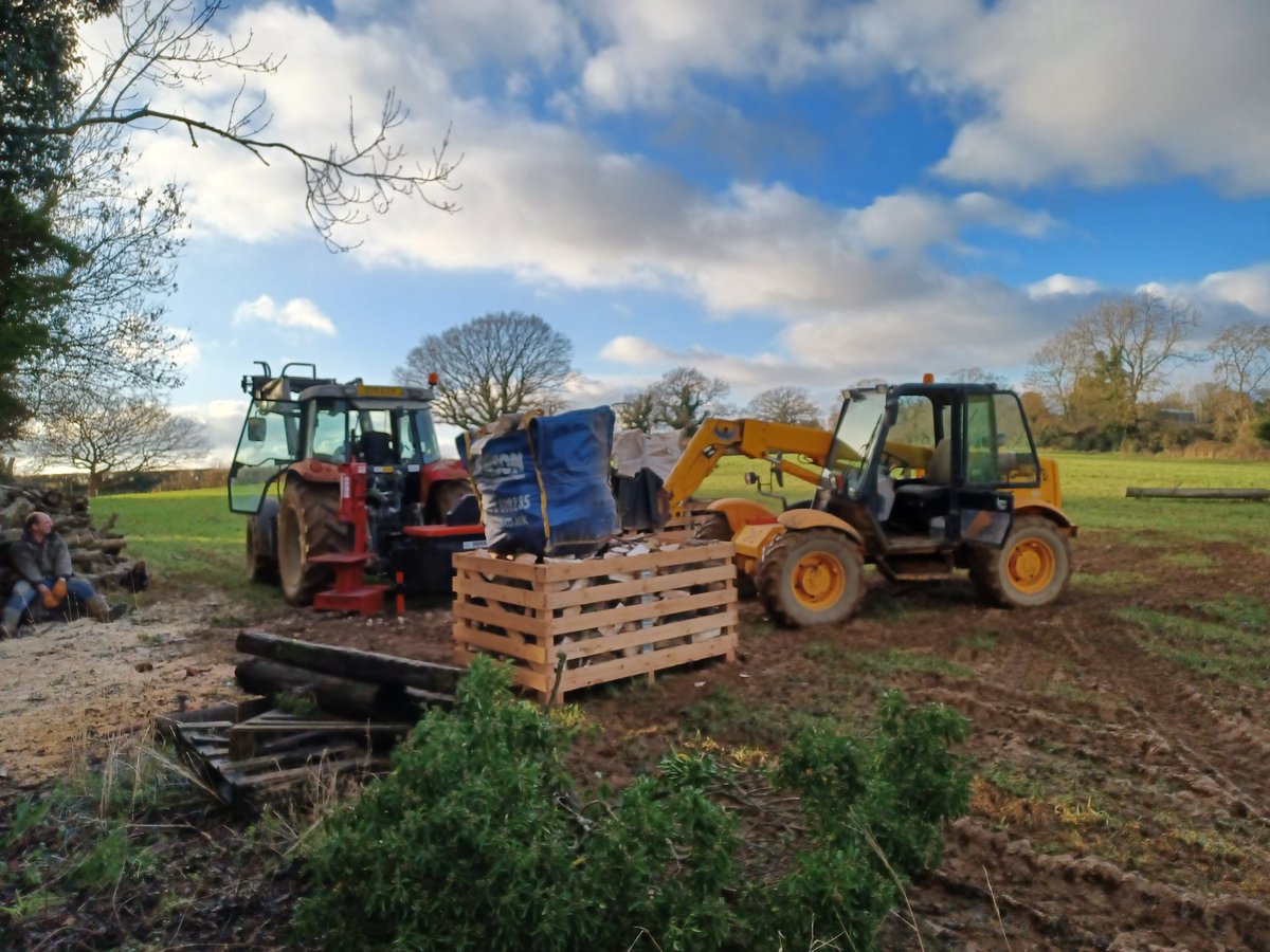 emmahamer2's tweet photo. My favourite job on the farm today-  got the whole team out logging. Filled all the boxes. #warmsyoutwice Thanks @HKTimbers for the boxes.🪓🪵🪵🪵 https://t.co/fgZKOgp8AS