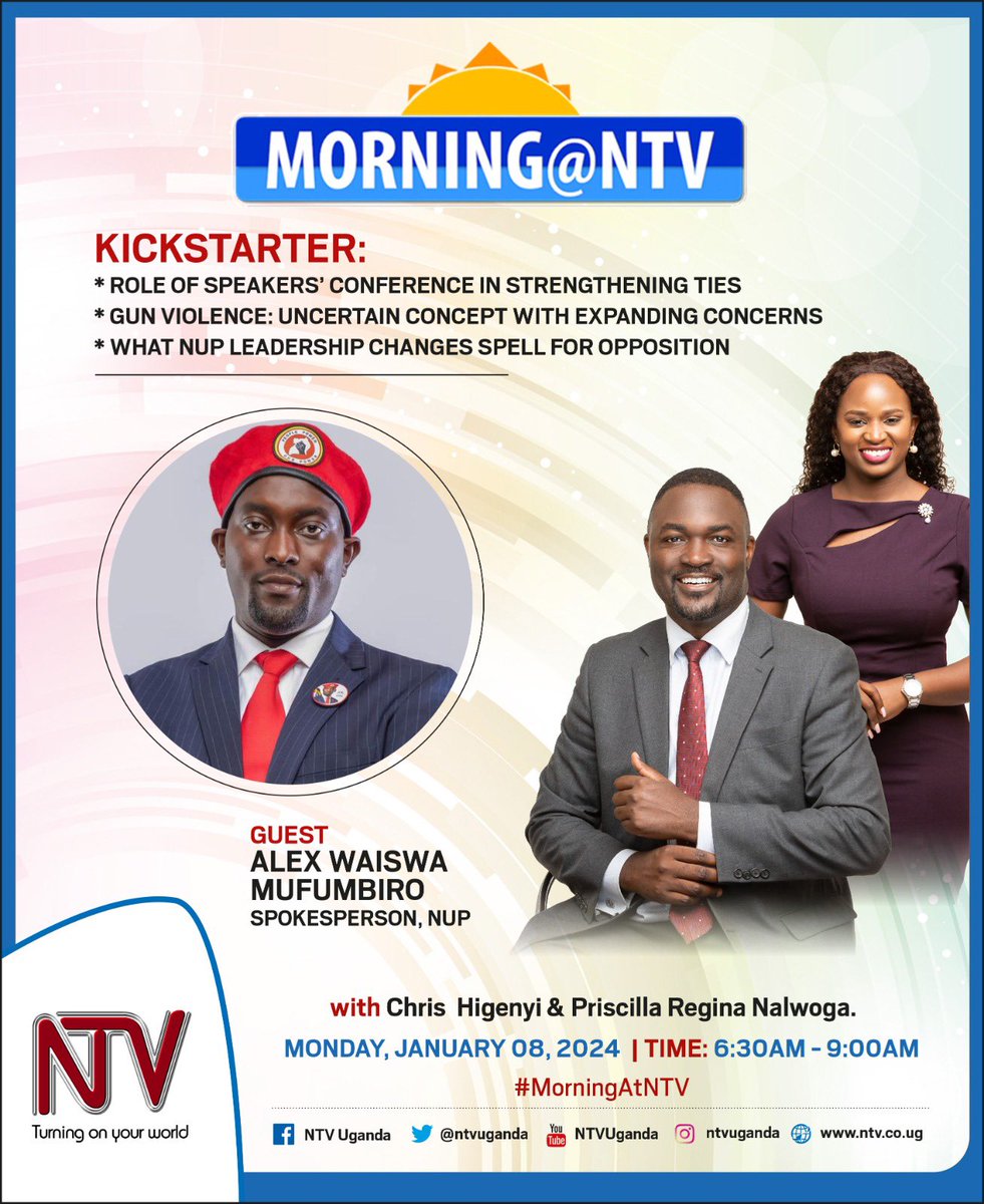 Be part of the discussion with comrade Alex Waiswa Mufumbiro, tomorrow morning on @ntvuganda.