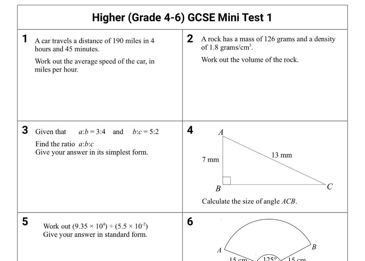 I don’t know how I’ve missed these for so long, but thank you so much @mathsgenie for these wonderful mini tests. Grades 4-6 + Grades 7-9. There’s 5 which is one for each week of this half term - feels like a match made in heaven! mathsgenie.co.uk/targettests.ht…