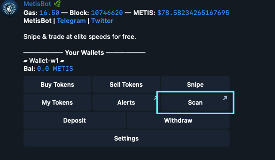MetisSnipeBot's tweet photo. Enjoy scanning any Metis CA directly through MetisBot! 🌿 https://t.co/3IoDnKoV1L