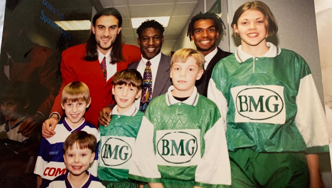 LoftforWords's tweet photo. @onthisdayqpr V lucky mascot that day.
#thehair 😱
#thesuits 🤪 https://t.co/70kqlw7xvt