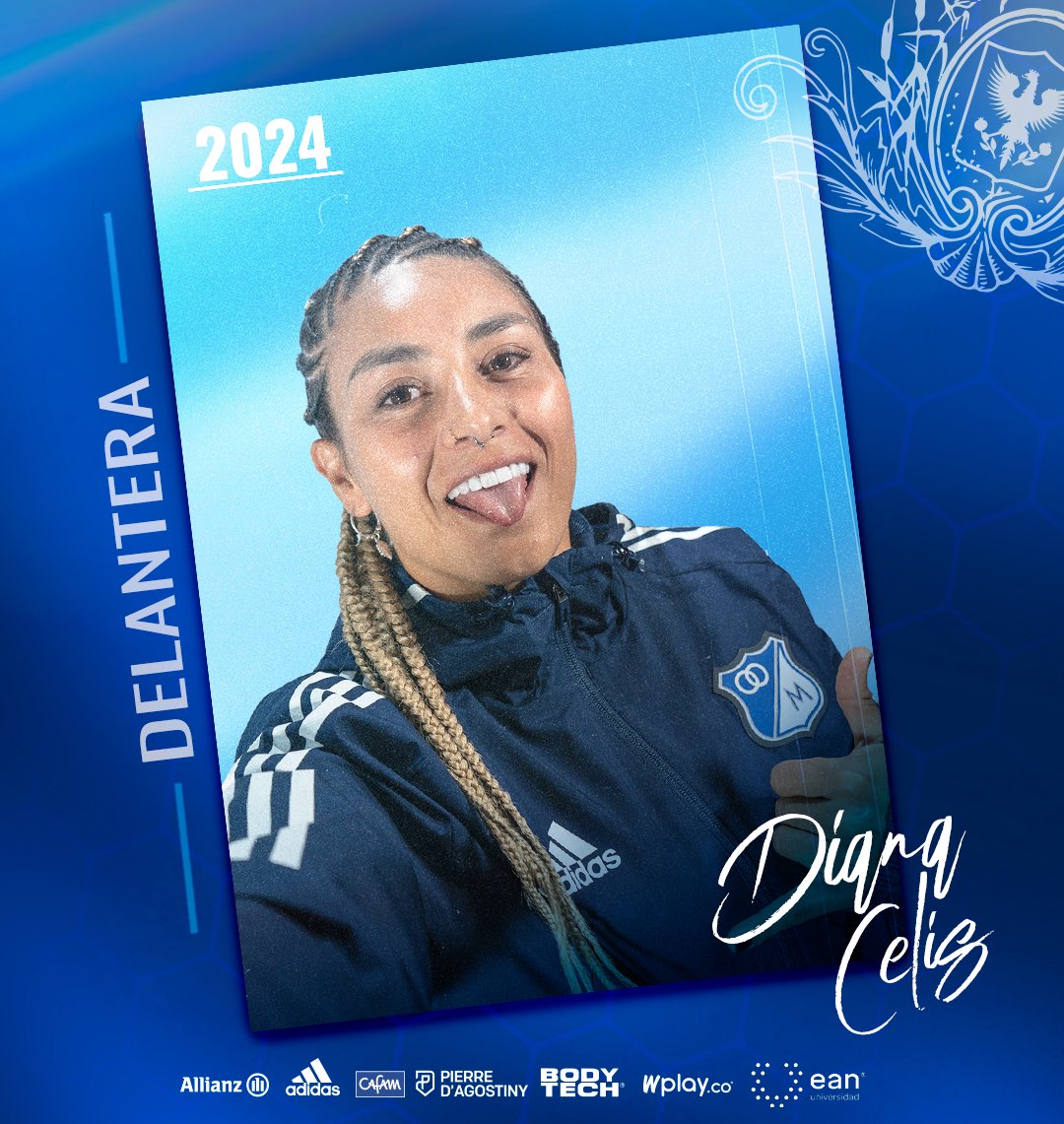 MillosFcFem's tweet photo. 💙⚽️🔥 #Embajadoras2024

¡Goles, experiencia, jerarquía! ✨Ⓜ️🔝 @diana_celis5 

✍️ Diana Celis
📆 13 febrero de 1993
📍 Murillo, Tolima
⚽️ Delantera
📁 Santa Fe, Cali, Equidad, Santiago Morning 🇨🇱 https://t.co/YT5fFriJhV
