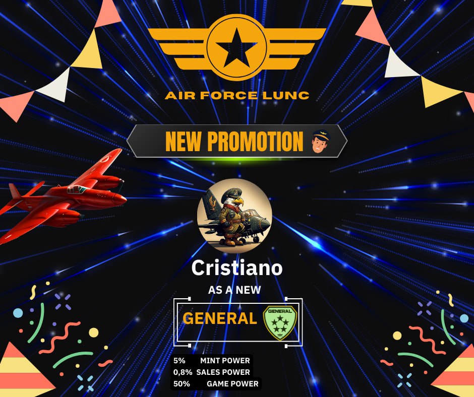 airforcelunc's tweet photo. 2/6
The General @cristianohaas
This is the most craziest pilots.
Minted almost 200 planes in a single day! 😱
His experiences and support for #Airforcelunc are priceless.
General will to lead us on the victory againts FUD invasion.
#newpromotion #GENERAL #Play2Earn #GameFi https://t.co/bbotloMHgl
