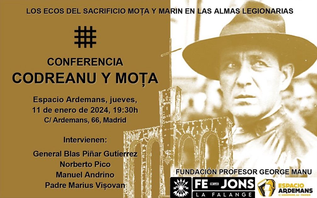 NosotrosFalange's tweet photo. FE de las JONS / LA FALANGE
👉🏻Actos de Homenaje a MOTA Y MARÍN 

➡️ Conferencia: "Codreanu y Mota"

Intervendrán:
👉🏻 General Blas Piñar Gutiérrez 
👉🏻 @NorbertoPico
👉🏻 @ManuelAndrino
👉🏻 Padre Marius Visovan

🗓 Jueves #11enero
🕢 19:30 h.
📍 @EspacioArdemans
C/ Ardemans, 66 (Madrid)

➡️ HOMENAJE A ION MOTA Y VASILE MARÍN 
🗓 Sábado #13enero 
🕛 12:00 h.
📍 Monumento en Majadahonda

¡ACUDE!

¡CAMARADAS MOTA Y MARÍN! ¡PRESENTES!