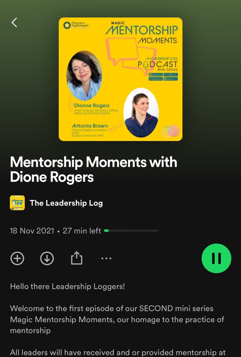 Always love a @leadership_log podcast! This one is an oldie but a goodie, with @Dionerog44 & @AntoniaBrown talking about digital journeys & the importance of mentorship! I couldn’t agree more & I am super grateful for my mentor @Richardthenurse 🫶🏻 open.spotify.com/episode/0Ulkmu…