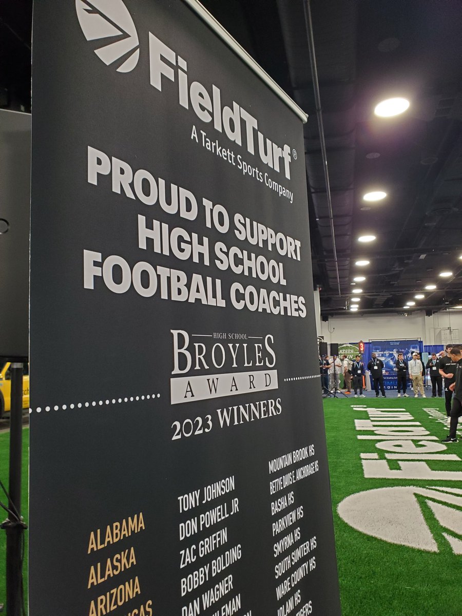 Come and see the @BroylesAward up close at the @FieldTurf Booth @WeAreAFCA. We're so proud to partner and support the High School Broyles Award and congratulations again to all of this year's winners 🏆 #afca #afca2024 #broylesaward #highschoolfootball 🏈