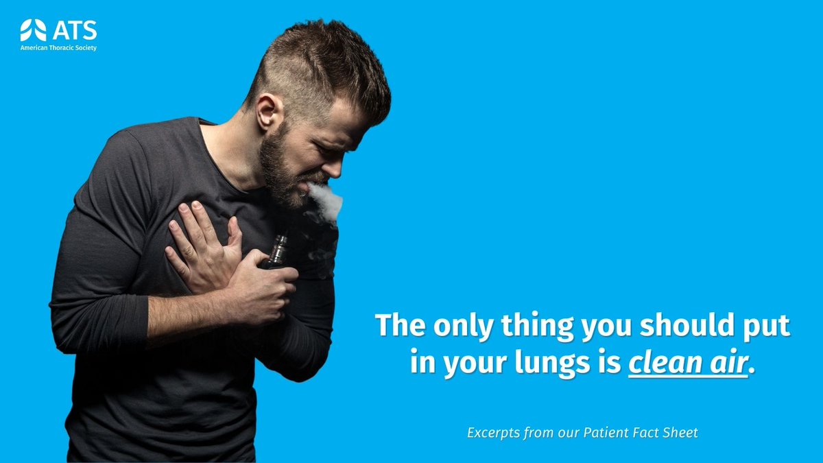 atscommunity's tweet photo. Have you heard of e-cigarette/vaping product-use associated lung injuries (EVALI)?🤔🫁There are many risks associated with vaping, regardless of the device used. Swipe👉 thru these excerpts from our Patient Fact Sheet on EVALI to learn more.

🔗Full sheet: https://t.co/H40UVPOGlr https://t.co/urLm9INoDO