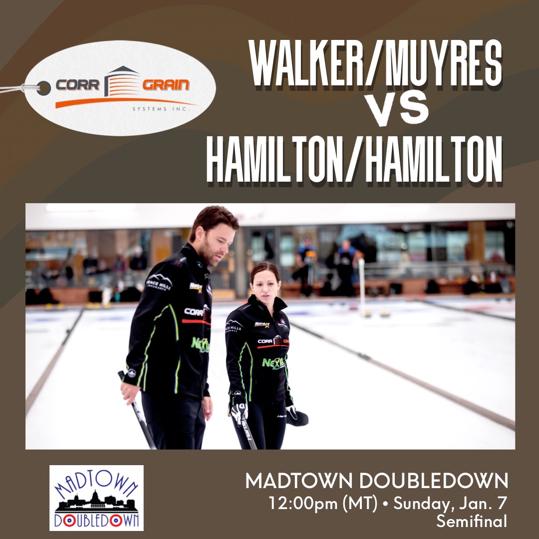 We’re into the Madtown Doubledown semifinals against the Ham Fam at 12pm (MT). Tune in LIVE!! Watch: youtube.com/playlist?list=… #curling #WalkMuyWay #CorrGrain