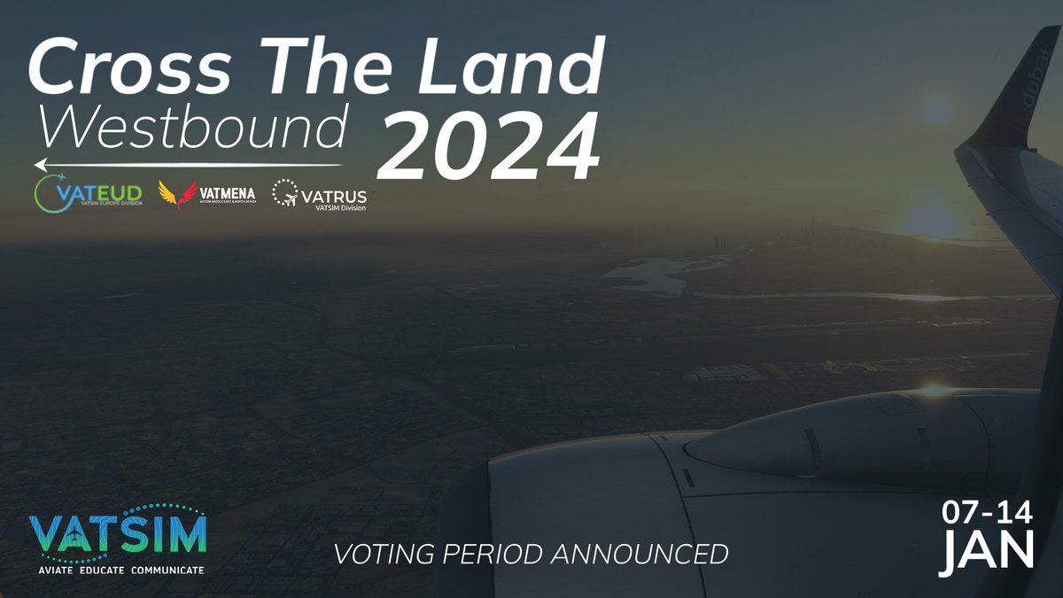 The CTL team is happy to announce that voting is now open for our February Westbound event! Retweet, like, and let us know who you're voting for! To all applicants: Good luck! Vote Here, at ctl.vatsim.me/voting.  

More Information:  vats.im/ctl24w