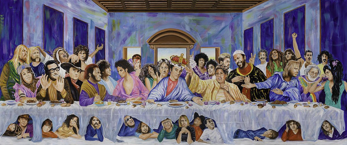 LOOKING FOR A ROCKSTAR, BIG SHOT MUSIC INDUSTRY PERSON, HOTEL OR VERY HIP RESTAURANT.

My “Rock n Roll Last Supper” survived the Maui Fires and is up for sale. It is 51/2’ high x 12’ wide on Canvas painted in Oil &amp; Acrylic.
Please DM me.