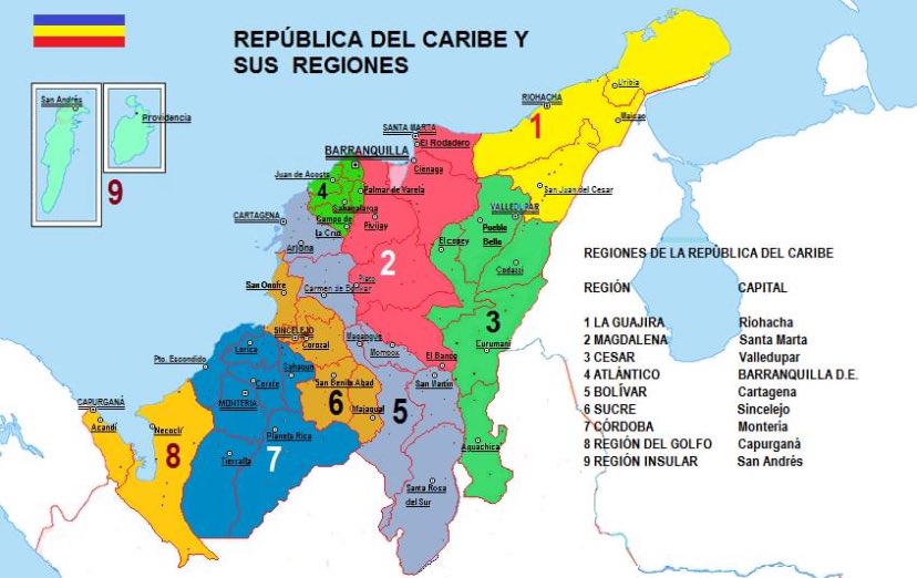 SHuegahoi's tweet photo. Así quedaría constituida la República Independiente del Caribe y sus regiones! https://t.co/fDX71xJTe2
