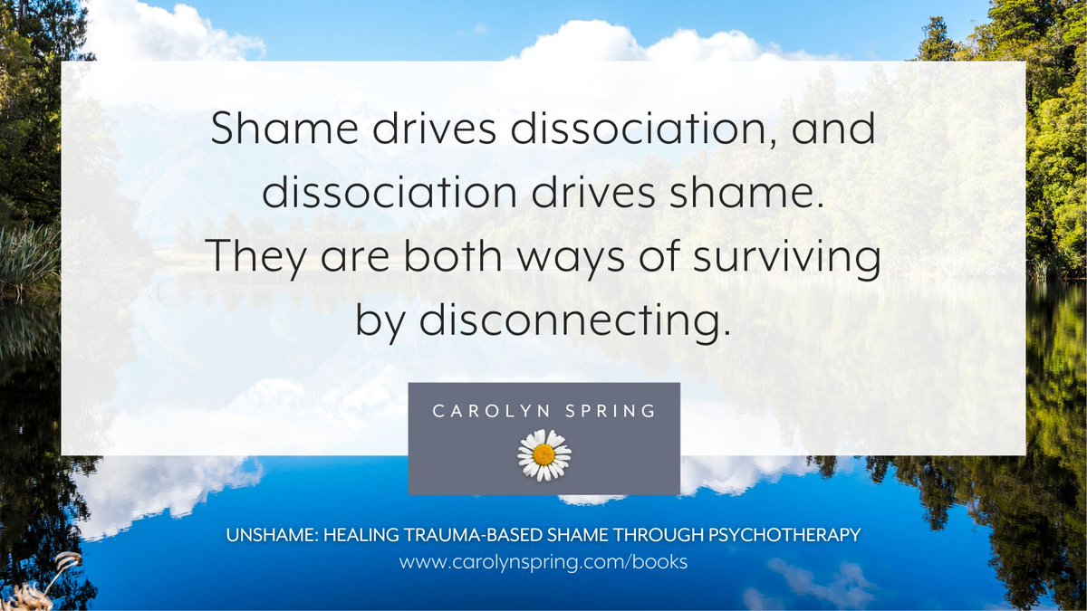 CarolynSpring's tweet image. The neurobiological basis for both shame and dissociation is the dorsal vagal 'red zone' of freeze. They are both evolutionarily primitive survival strategies whose aim is to survive relational threat.

Read more in my book 'Unshame': carolynspring.com/books/

#TherapistsConnect
