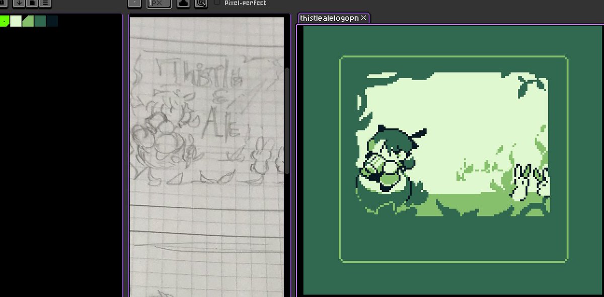 sasasori1's tweet photo. Here's some wip for my GB studio title screen 
#pixelart #gameboystudio https://t.co/C9Ytqvciec