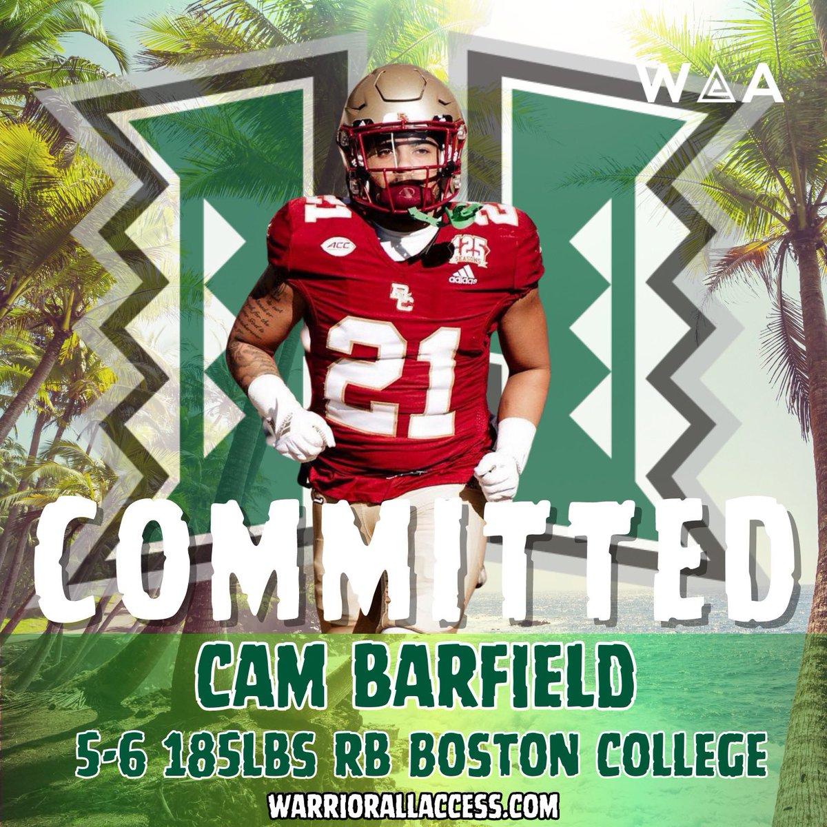 WARRIOR NATION Cam Barfield @Cambarfield123 has made his verbal commitment to #HawaiiFB! #GoBows “Aloha WARRIOR NATION! Excited to be a part of the #BRADDAHHOOD!”