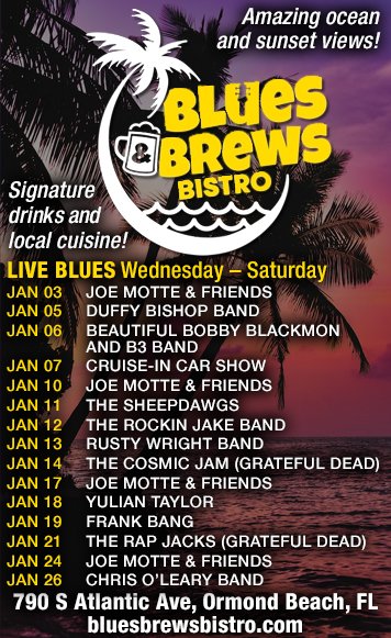 Blues and Brews Bistro in Ormond Beach - A Music, Food, and Relaxation Destination on Florida's Fun Coast. #JazzBluesFlorida jazz-bluesflorida.blogspot.com/2024/01/blues-…