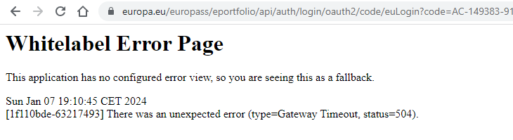 HugoSantanderB's tweet photo. @EuropassEurope I'm not able to log to my CV I'm always getting this error: https://t.co/w23jgOSLoj