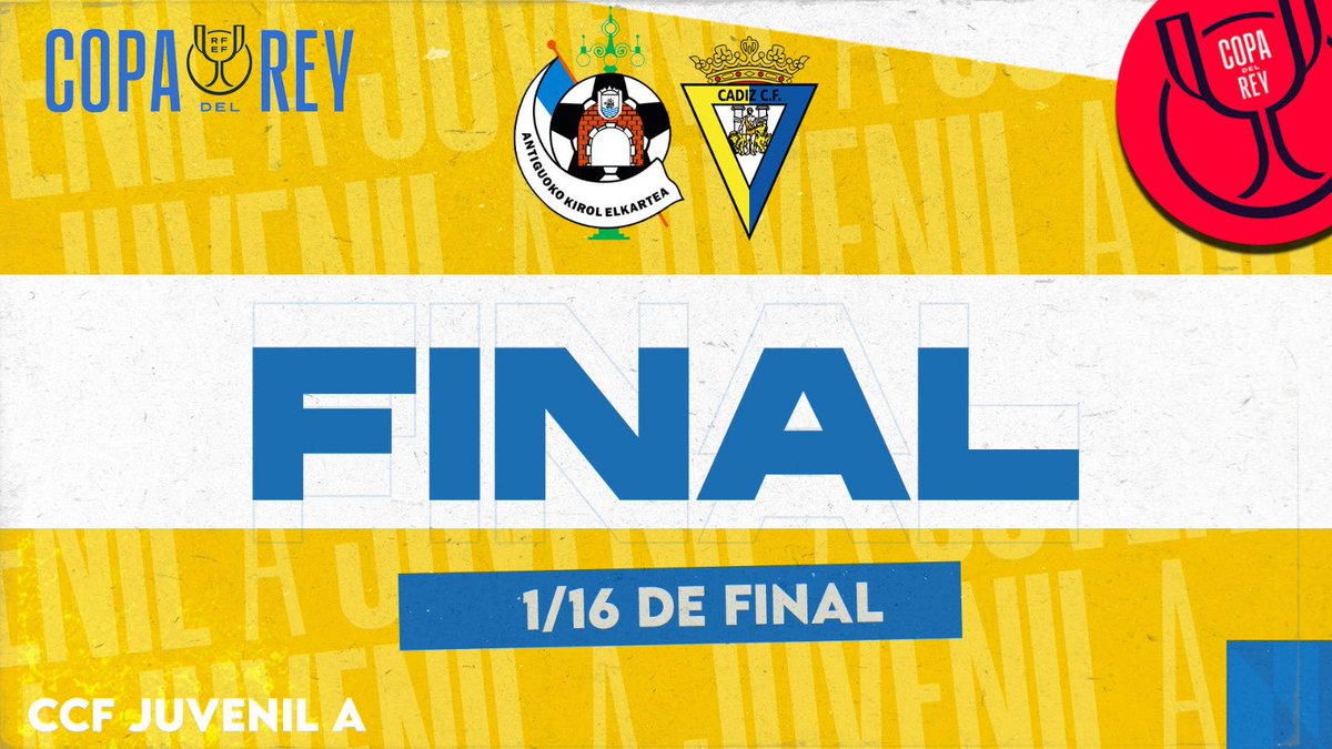 #CanteraCadista 💛💙

Juvenil A | 1-3 | ¡FINAAAAAAAAAAAAAAL! ¡FINAAAAAAAAAAAALLLL! ¡FINAAAAAAAAAAAAAAAAAAAAALLLL! 

Por primera vez en nuestra historia, 𝐄𝐒𝐓𝐀𝐌𝐎𝐒 𝐄𝐍 𝟏/𝟖 𝐃𝐄 𝐅𝐈𝐍𝐀𝐋 DE LA #CopaDelReyJuvenil 🏆

⚽️ Borja, Mario Pérez y Kattah