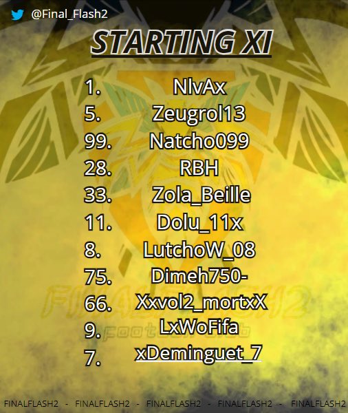 STARTING XI 

Voici le premier 11 aligné par les coachs ! 

Une équipe avec des joueurs d'expériences, en espérant qu'ils trouvent rapidement leurs premiers  automatisme ⚽️

#GoFF2