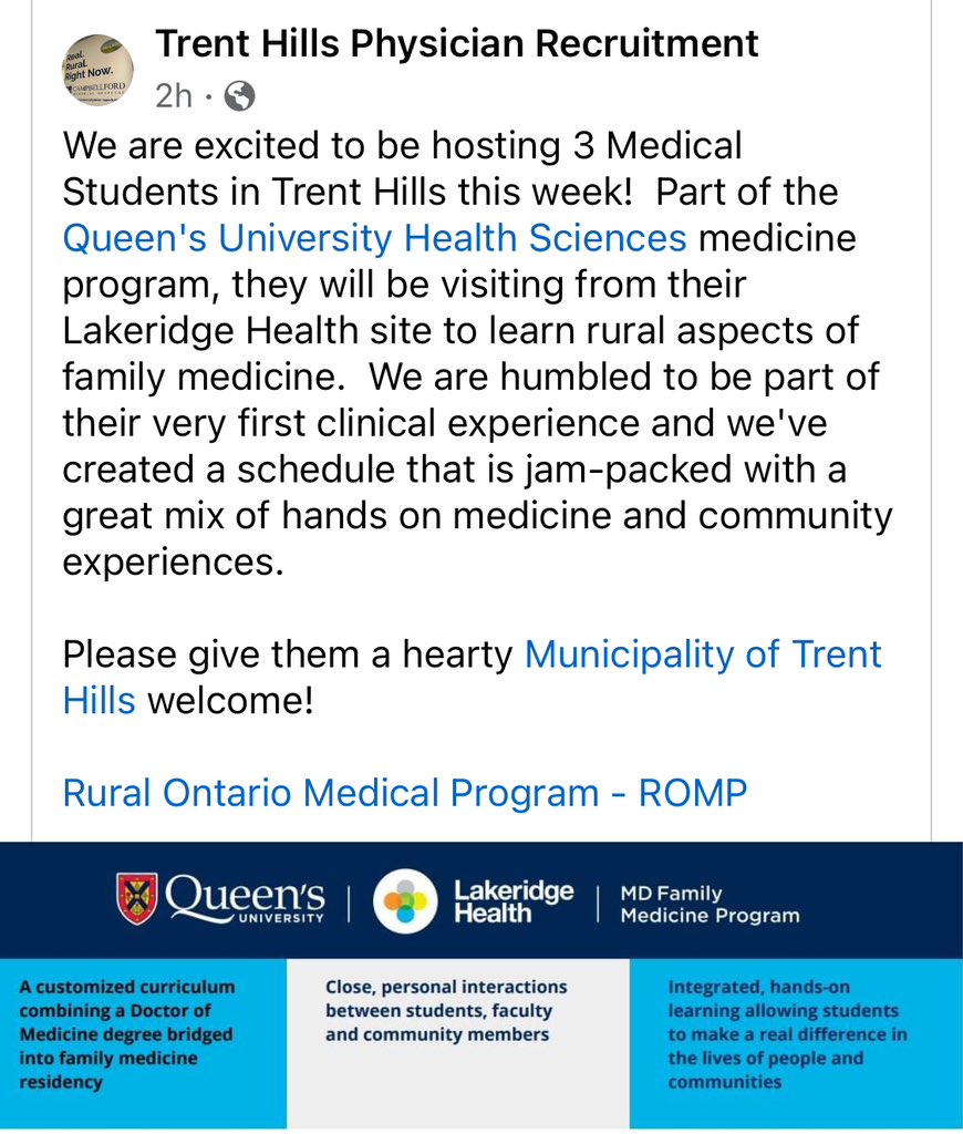 Campbellford Memorial Hospital (@campbellfordh) on Twitter photo Excited to be part of this amazing program and work with the Trent Hills Physician Recruitment team to help host this event. Excited to be part of this amazing program and work with the Trent Hills Physician Recruitment team to help host this event.