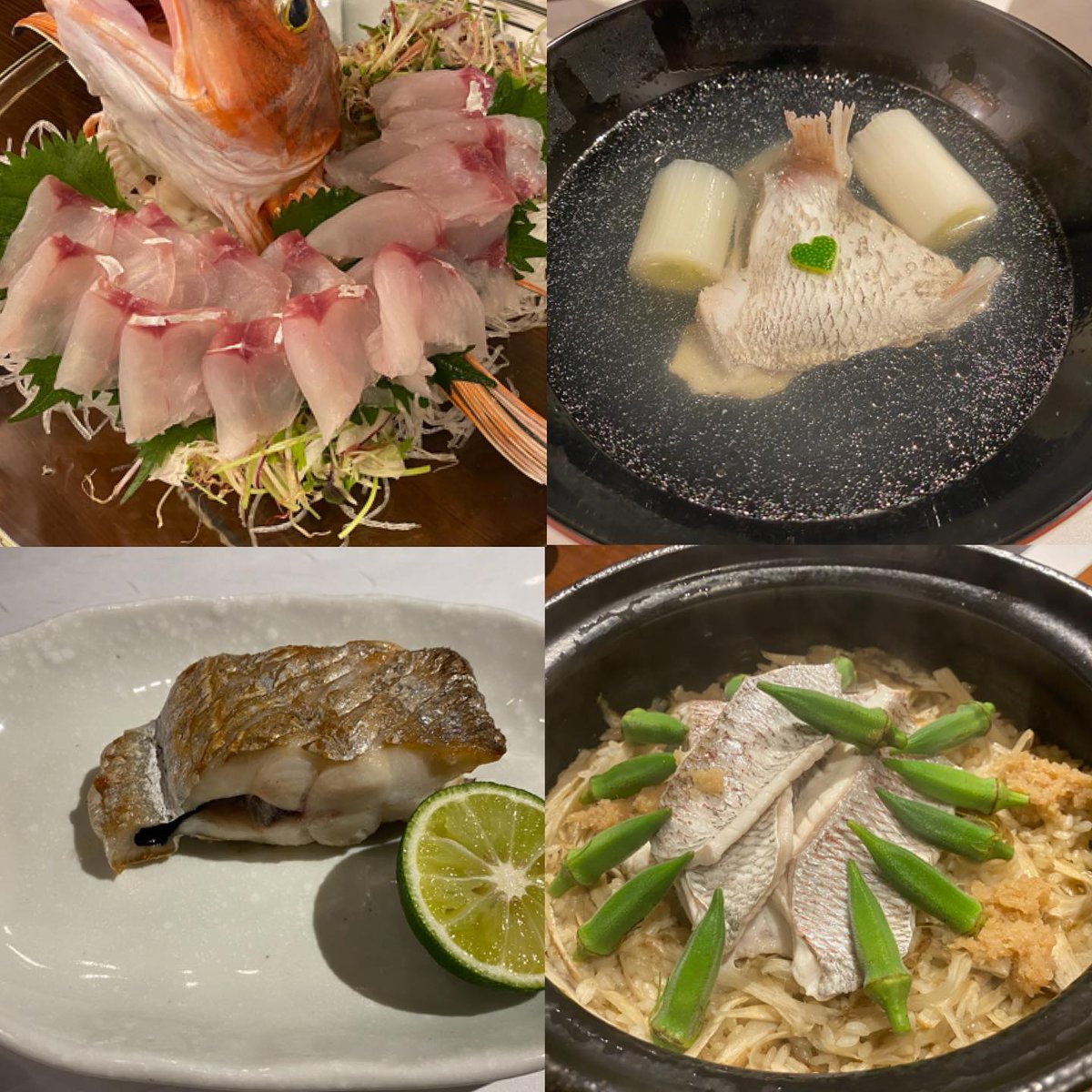 KushFcke's tweet photo. 釣りたての太刀魚は最高です🎣⭐️
鯛とホウボウも美味しくいただきました😌❗️
〆は鯛ご飯💗

#釣り #鯛 #太刀魚 #和食 #銀座 #宇平 #和食 #時差投稿 https://t.co/pYM0tWhn0x