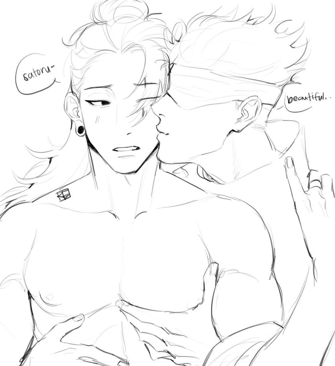 bureichi's tweet photo. thank you for 40 followers guys! 😩🖤🤍

#satosugu #JujutsuKaisen #GetoSuguru https://t.co/Kt4Sv31UD9