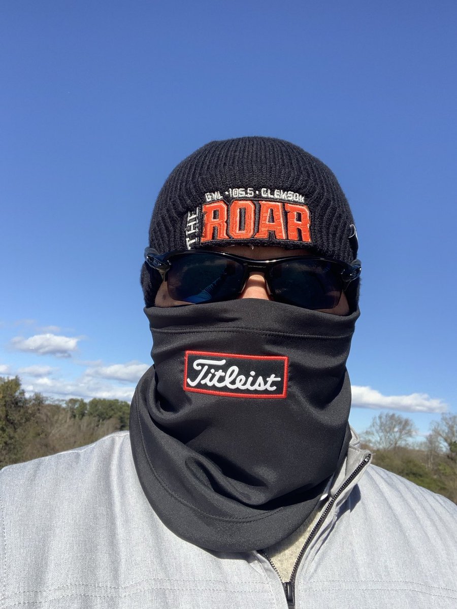 Mickeyplyler's tweet image. Probably too cold for golf if you have to dress like antifa.
