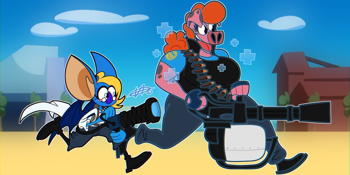 datblondebat's tweet photo. Kodi &amp; Jackie TF2 cosplay (10/14/2023)
#digitalart #cartoonart #cosplay #halloween https://t.co/aJ0TwP4uZc