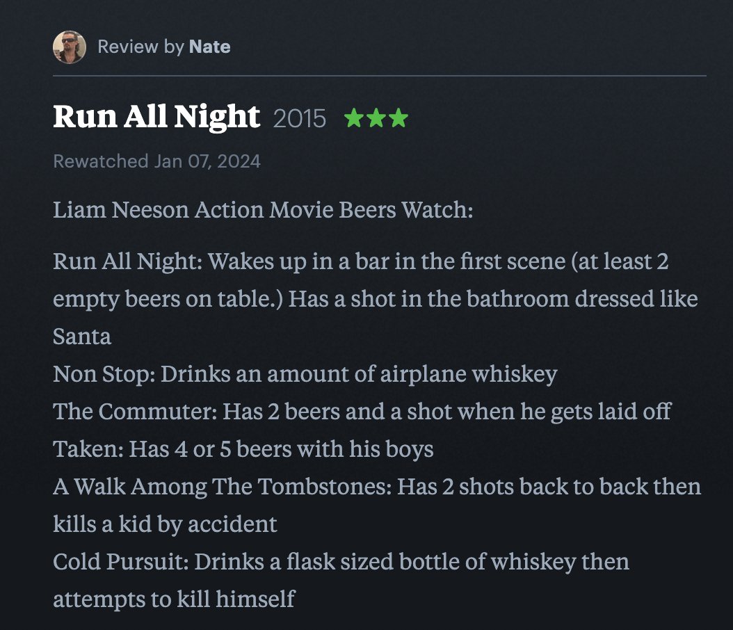 Liam Neeson Action Movie Beers Watch