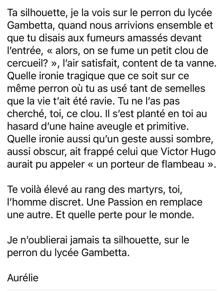 isafil's tweet photo. Ce soir, alors que nous nous apprêtons à retrouver nos élèves demain, je pense, le cœur serré, à nos collègues assassinés, qui ne sont plus là et qui illuminaient l’Ecole de leur profonde humanité. 

#Samuel, #Dominique, vous êtes dans nos cœurs et nous ne vous oublierons jamais. https://t.co/Ba8jJEE3Ea