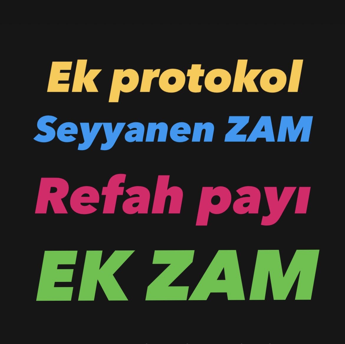 🔻Kamu işçileri 1 Ocak itibariyle geçerli olacak bir #ekprotokol bekliyor. 
🔻Belini büken vergiye karşı #VergideAdalet diyor.
🔻Aynı zamanda #seyyanenzam istiyor.

Kamu işçilerinin sabrı taşmak üzere !!
<a href="/turkiskonf/">TÜRK-İŞ</a>
