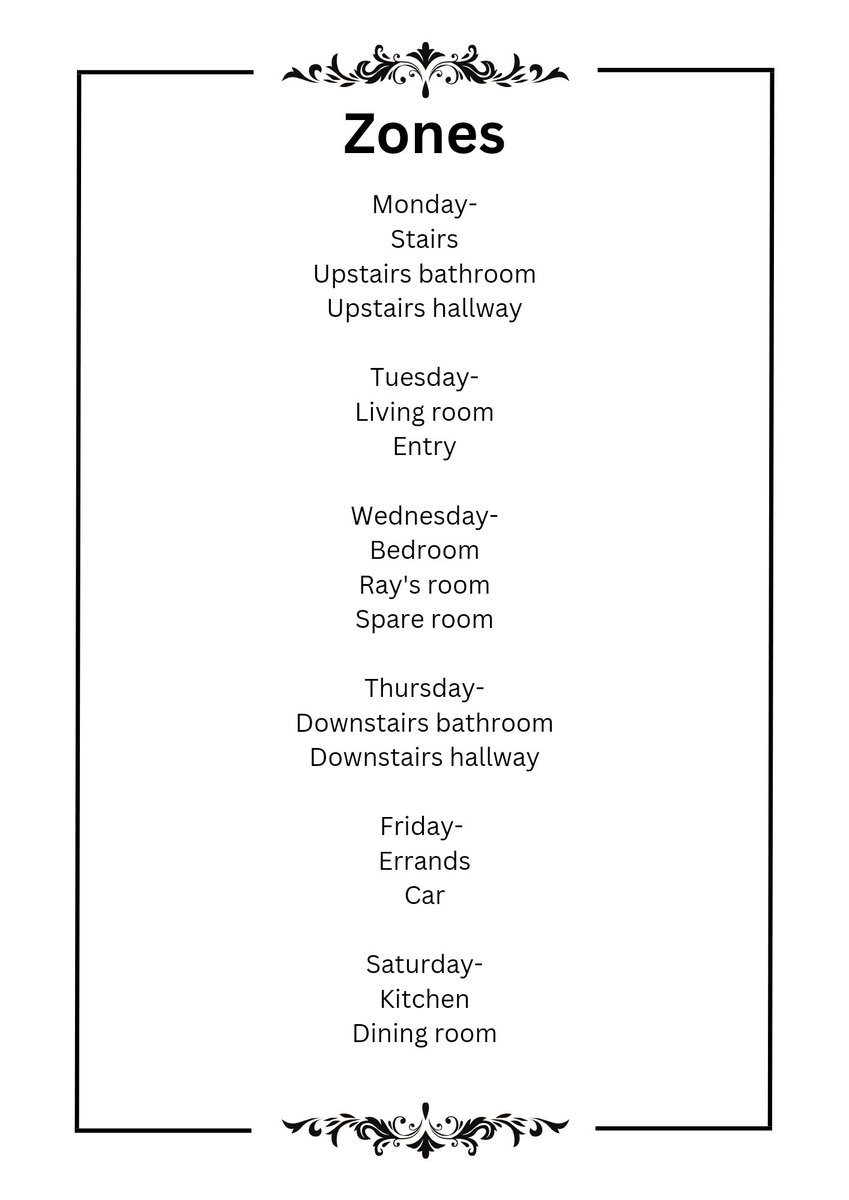 My own zones-  breaking down your house into zones that make sense is part of my 7-week Clutter Crash Course
#clutter
#cluttercoach
#zonecleaning
#cleanhouse
#freeconsultation
#declutter