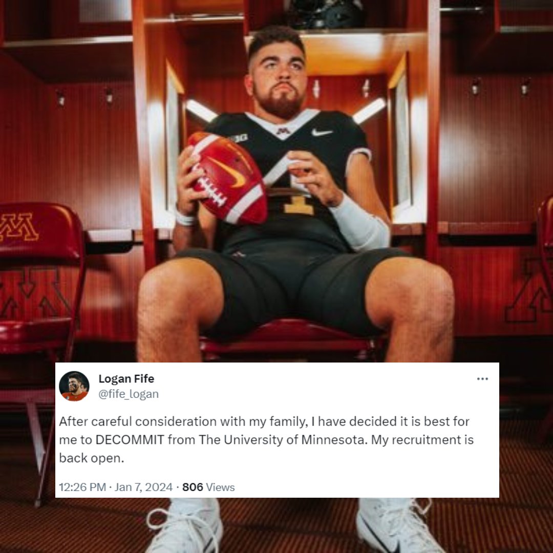 GopherHole's tweet photo. #Gophers offically announced Fresno St. transfer QB Logan Fife on early NSD, but he is now back in the Portal?!?!

What does a commitment, signing or anything even mean anymore? https://t.co/qaBhpFJhRV https://t.co/2ltK1sCH8v