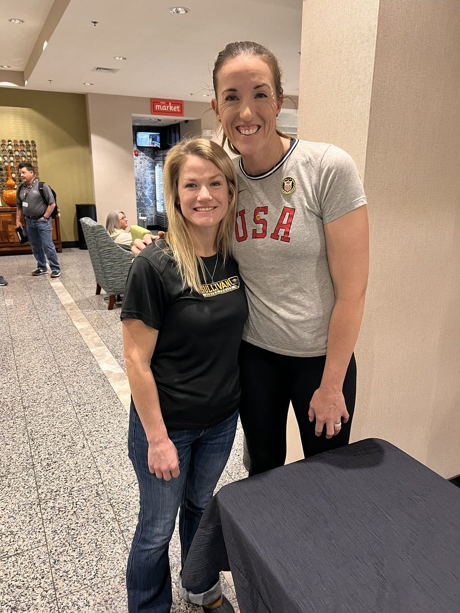 CoachACrump's tweet photo. This clinic is always top of my list. Networking &amp; socializing with opponents &amp; friends off the field is always a great time for story telling &amp; info sharing. Morgan joined me for the banquet to receive her scholarship &amp; listening to @monicaabbott was a joy. Until next year! https://t.co/6JjVWJS30A