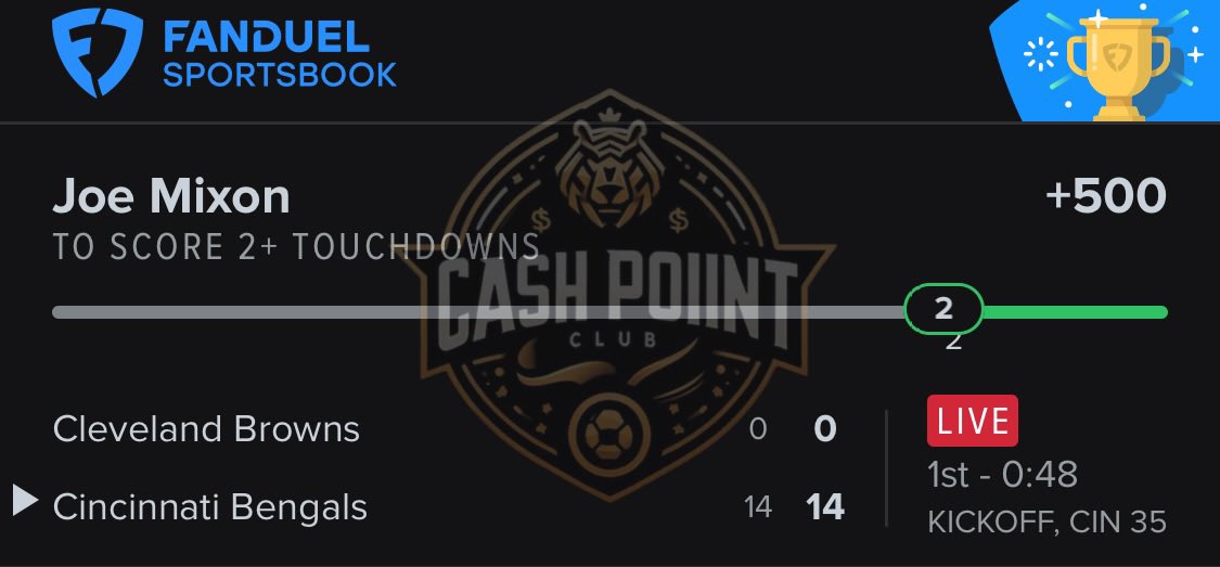myinnerdork's tweet photo. Money Mixon gets his 2 TD incentive bonus and the @CashPoiintClub team gets in on that cash too!! π°πΎ
#gamblingtwitter #GamblingX #nflpicks #TDpicks #DorkPicks #GamblingCommunity https://t.co/Btrjvd2nbY