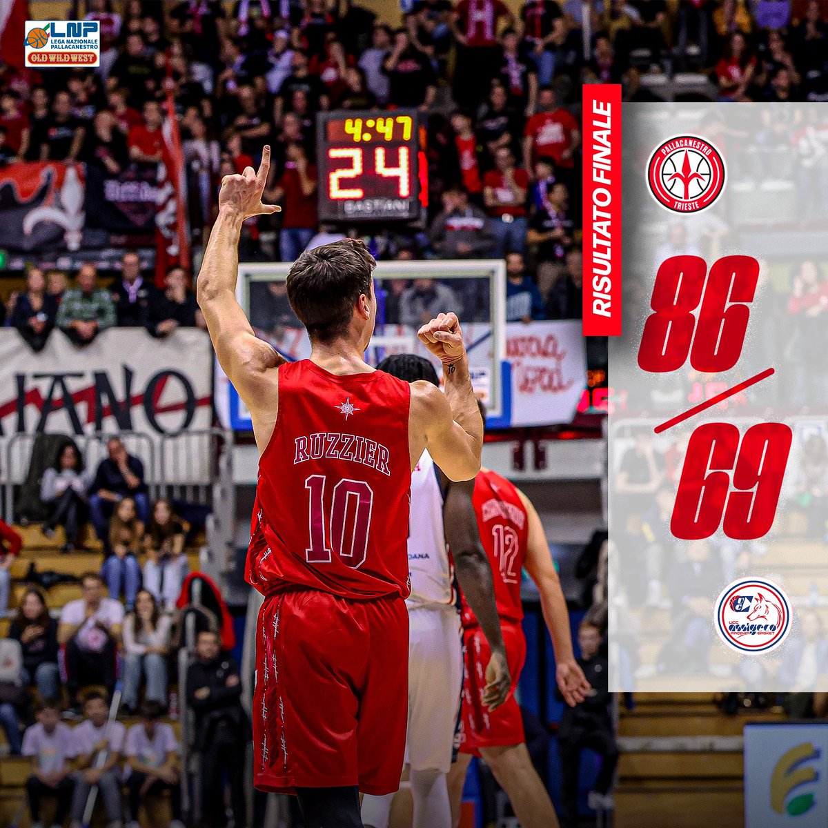 PallTrieste's tweet photo. TRIESTE FA 10 SU 11! ✅⁣
⁣
Vittoria biancorossa sul campo di casa in una partita condotta dai primi minuti. ⁣
⁣
Adesso testa al derby Trieste!!! 💪⁣
⁣
#palllacanestrotrieste #pallacanestro #basketball #Basket #trieste #lnpsocial https://t.co/EyB2zJGFBi