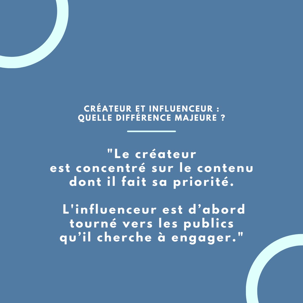🤔 Quelle différence majeure entre un créateur et un influencer ? #influence #createur #contentmarketing