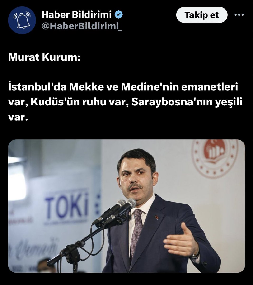 Bak arkadaş; Çöpleri toplayacaksın, çimleri biçeceksin, ulaşımı falan sağlayacaksın… 
Aday olduğun işin tanımı bu.

Ne alaka Mekke. Ne alaka Medine. Ne alaka Kudüs…

Bıkmadınız gitti !!

 #MuratKurum