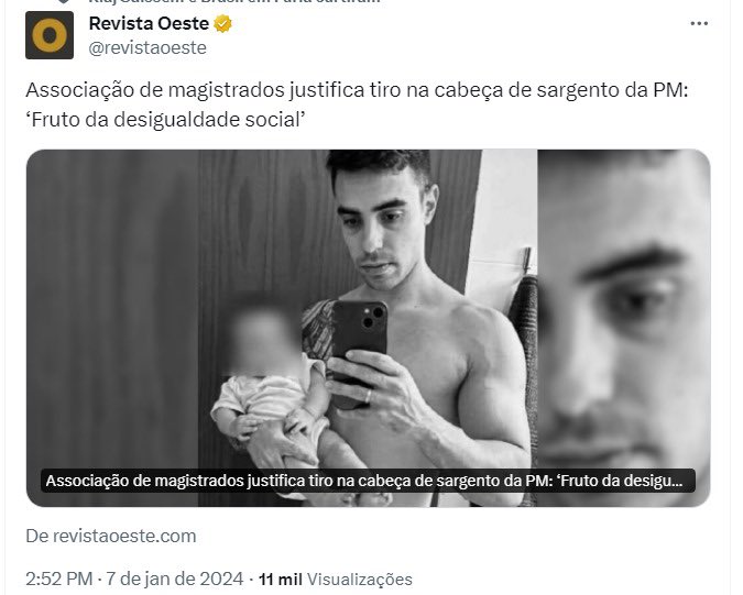 Eu não estou lendo isso! Estão desumanizando a polícia falando que a culpa do assassinato de um pm é da desigualdade social, são inconsequentes! As leis são fracas, o estado está ausente, a sociedade está vandalizada, gente de bem está morrendo e a culpa é da vítima? Realmente