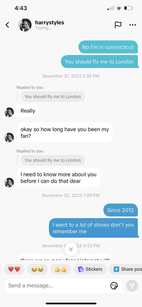idkallyne's tweet photo. “Harry Styles” reached out to try and scam me on tiktok so I’ve kept up talking to the scammer for almost 2 months to waste his time and it’s been a interesting ride: a thread https://t.co/i3feuhtcdA