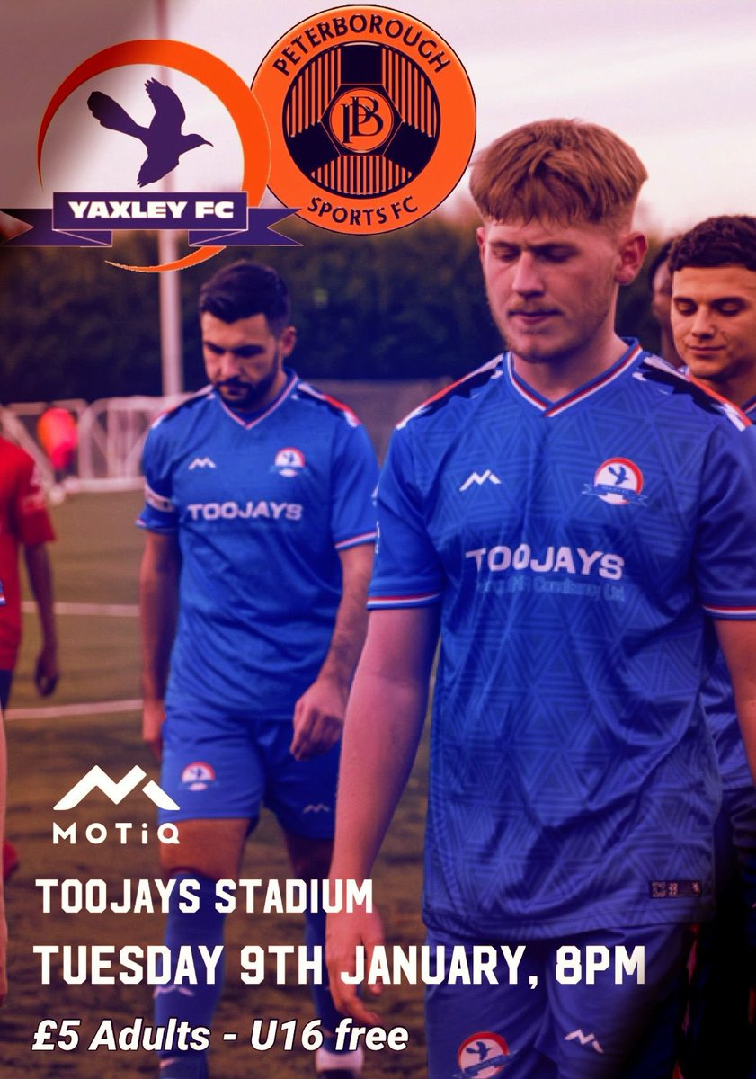 ******FRIENDLY*****FRIENDLY*******
 <a href="/yaxleyfc/">YaxleyFC</a> 🆚 @PSLFC 
Tuesday 9th January 2024
🏟 TOOJAYS Stadium @ APG Park, Leading Drove, Yaxley PE7 3NA
⏱ 8:00pm
Come and support us 👏🏽👏🏻👏🏿👏
#Cuckoos 🔵🟠🔵🟠 
Sponsored kindly by <a href="/MOTIQSPORTS/">MOTiQ</a>  &amp; <a href="/TTHRC/">TOOJAYS Training</a>