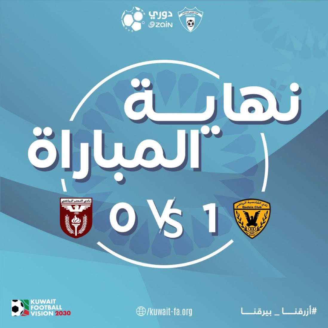 Qadsiafans's tweet photo. نهاية المباراة 🏟️
القادسية [ 1 ] × [ 0 ] النصر

#دوري_زين
#KuwaitFA
#القادسية_النصر https://t.co/Fmcbv1DYVz