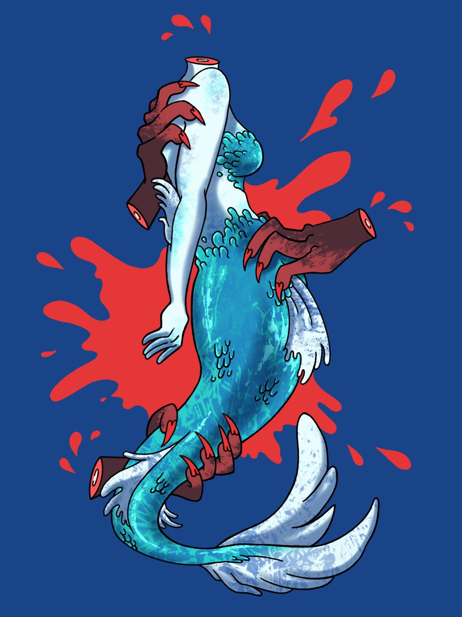 twodeeweaver's tweet photo. Consequences 🩸

#illustration #mermaid #werewolf #procreate #digitalart #blood #monster #art https://t.co/76iUWoeHQK